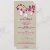 Kaart in het menu Burlap Rustic Pink Mason Jars (Voorkant / Achterkant)
