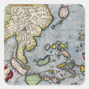  kaart   India naar Nieuw-Guinea Vierkante Sticker