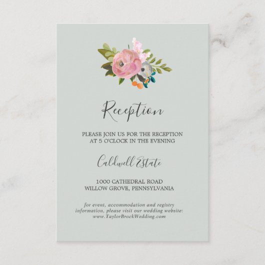 Kaart invoegen voor gekleurde Floral Wedding Recep (Voorkant)