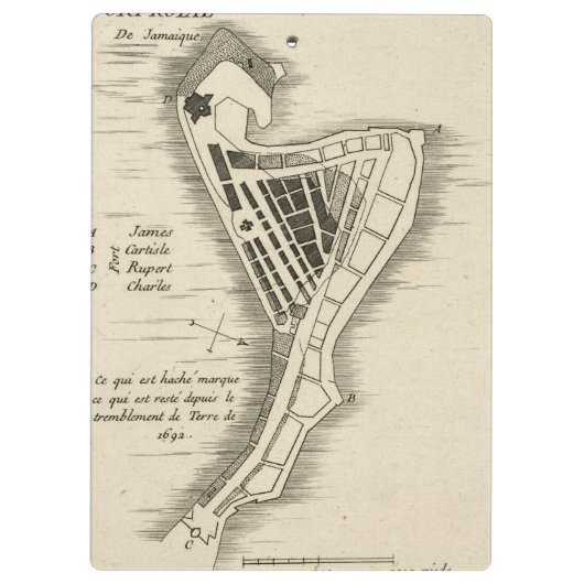 KAART: JAMAICA, 1755 KLEMBORD (Achterkant)