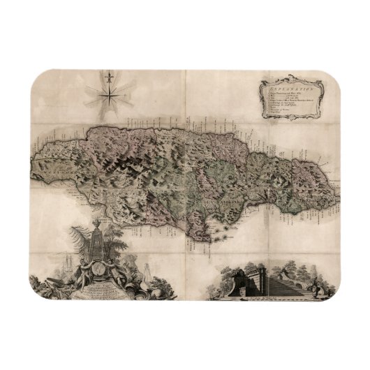 KAART: JAMAICA, 1763 MAGNEET (Horizontaal)