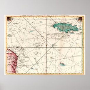  kaart Jamaica & Cape Gracias (1775) Poster