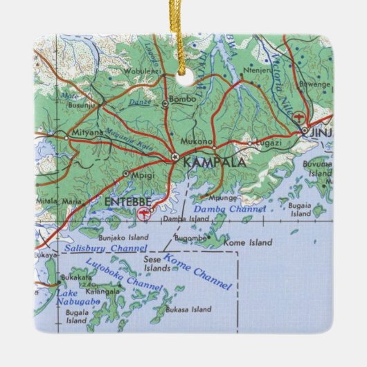 kaart Kampala Uganda Keramisch Ornament (Voorkant)