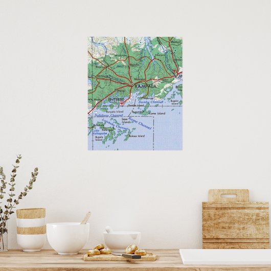  kaart Kampala Uganda Poster (Keuken)