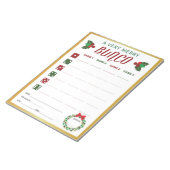 Kaart kerstbunco Party game Score Notitieblok (Schuin)