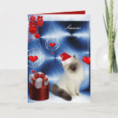 Kaart kerstflapy White Grey Cat (Voorkant)