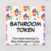 Kaart Kindergarten Elementary BATHROOM TOKEN Vierkante Visitekaartje (Achterkant)