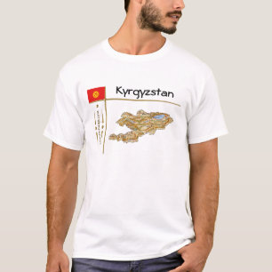 Kaart Kirgizië + vlag + titel T-shirt