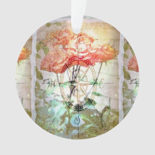 Kaart, kompas, Rozen Ornament (voorkant)