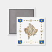 Kaart Kosovo + Flagers Magnet Magneet (Voorkant / Achterkant)