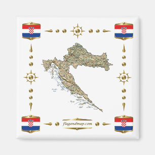 Kaart Kroatië + Flags Magnet Magneet