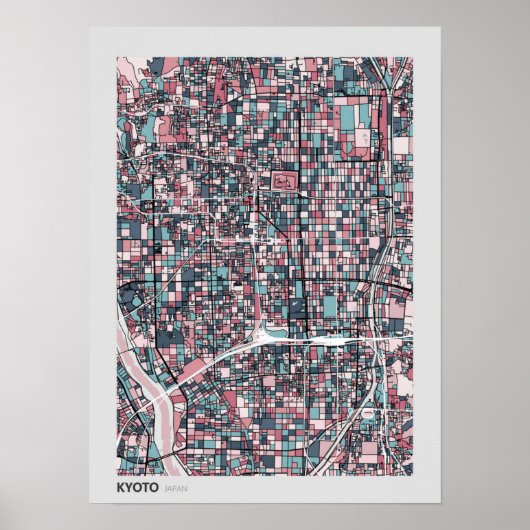 Kaart Kyoto Japan Poster (Voorkant)