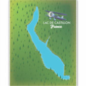 Kaart Lac de Castillon Frankrijk Sticker (Voorkant)