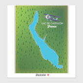 Kaart Lac de Castillon Frankrijk Sticker (Vel)
