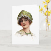 Kaart Lady Bead en Lace Bonnet (Gele Bloem)