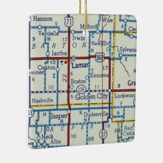 kaart Lamar MO Keramisch Ornament (Rechts)