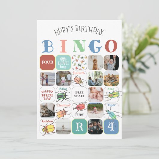 Kaart Liefde Bugs Party Bingo Game (versie 2) (Staand voorkant)