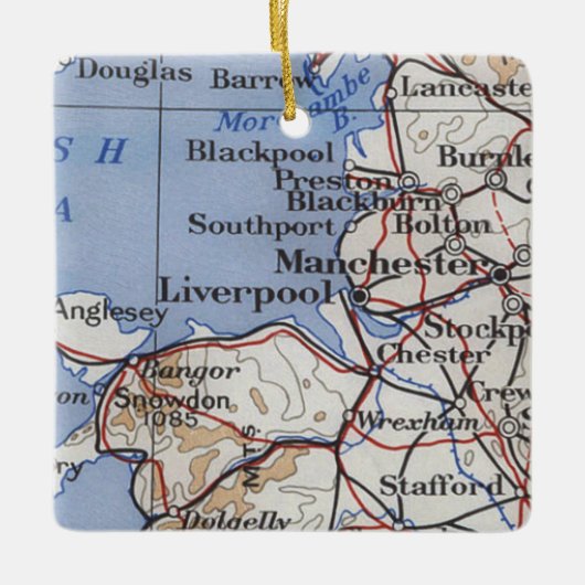  kaart Liverpool England Keramisch Ornament (Voorkant)