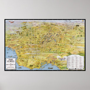  kaart Los Angeles - 1932 Poster