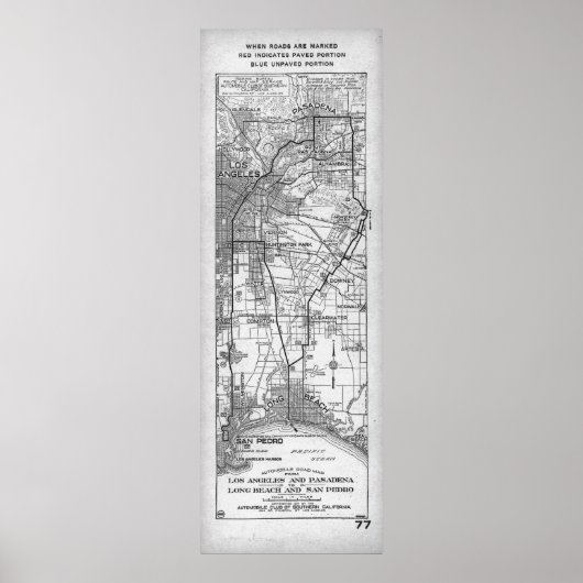 kaart Los Angeles en San Pedro (1919) Poster (Voorkant)