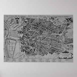Kaart Madrid Poster