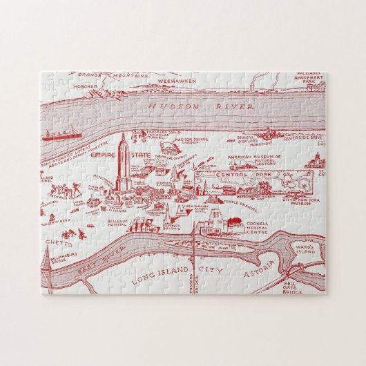 KAART: MANHATTAN, c1935 Legpuzzel (Horizontaal)