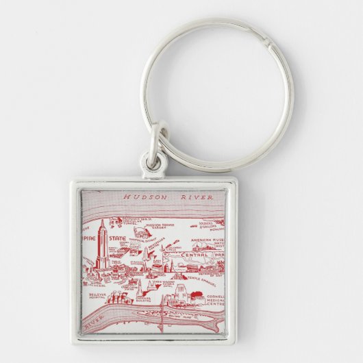 KAART: MANHATTAN, c1935 Sleutelhanger (Voorkant)