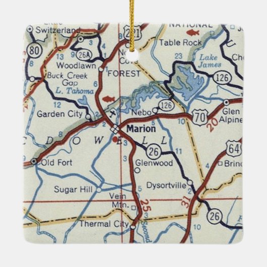 kaart Marion NC Keramisch Ornament (Achterkant)