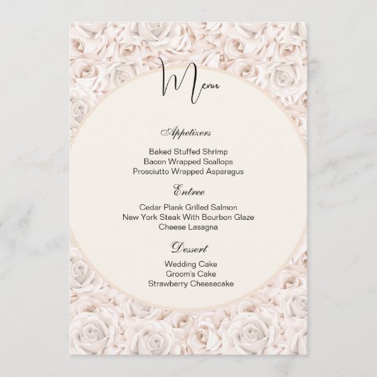 Kaart menu Witte rozen (Voorkant)