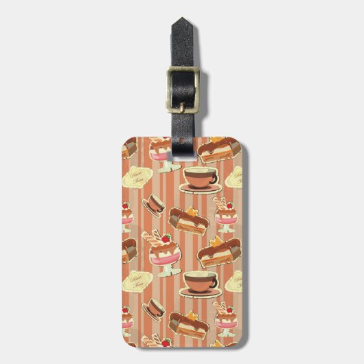  kaart met aardbeiendessert bagagelabel (Voorkant verticaal)