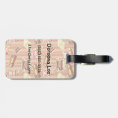  kaart met aardbeiendessert bagagelabel (Achterkant horizontaal)