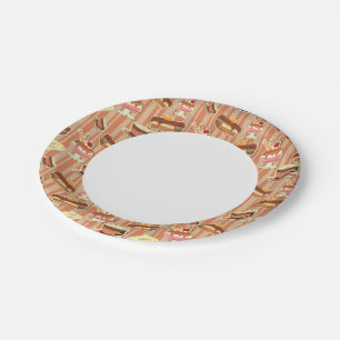  kaart met aardbeiendessert papieren bordje