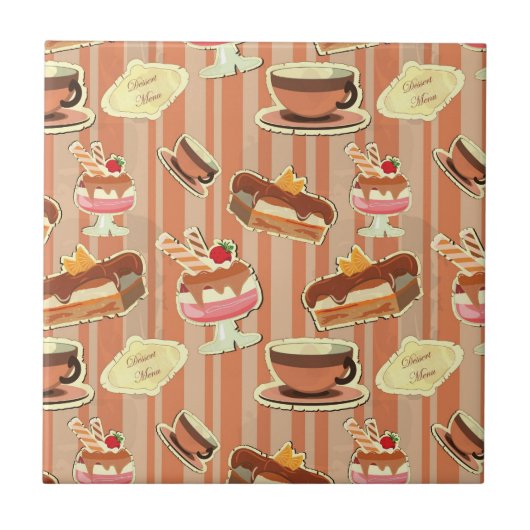 kaart met aardbeiendessert tegeltje (Voorkant)