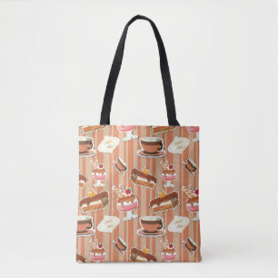 kaart met aardbeiendessert tote bag