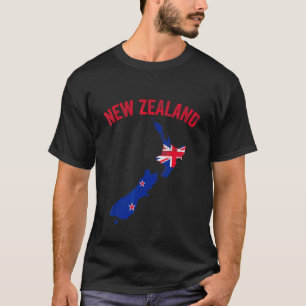 Kaart met de vlag van Nieuw-Zeeland voor de kandid T-shirt