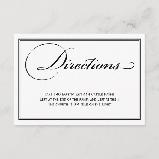 Kaart met details over zwarte en witte bruiloft (Voorkant)