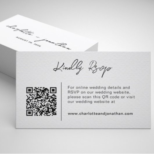 Kaart met dubbele naam QR Code Wedding RSVP Enclos