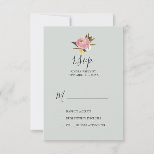 Kaart met Floral RSVP (Voorkant)
