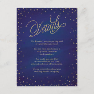 Kaart met gekantelde sterren Blue & Gold Wedding E