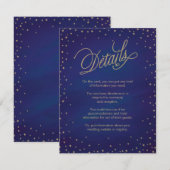 Kaart met gekantelde sterren Blue & Gold Wedding E (Voorkant / Achterkant)