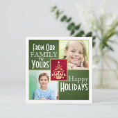 Kaart met groene, rode, gouden kerstboom (Staand voorkant)