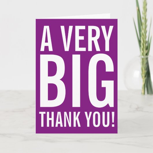 Kaart met grote bedanktekst om dank je wel te zegg (Voorkant)