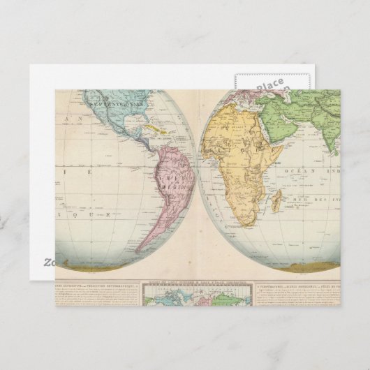 Kaart met het dubbele halfrond van het klimaat (Voorkant / Achterkant)