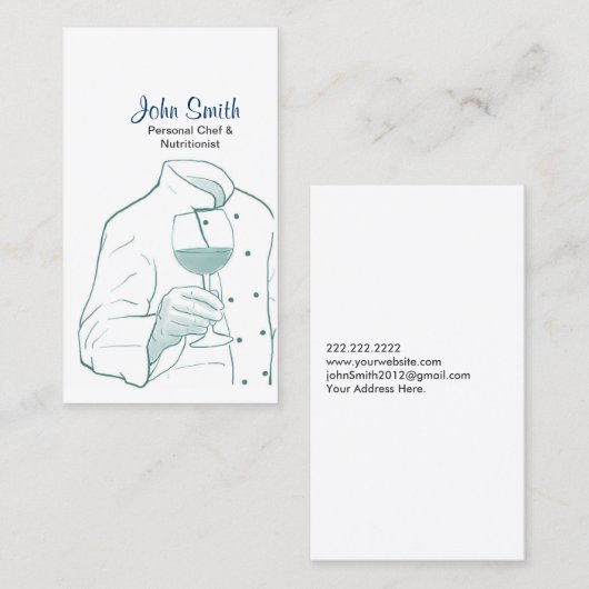 Kaart met het kooktoestel en de wijntekening visitekaartje (Voorkant / Achterkant)