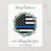 Kaart met het Thin Blue Line-kerstbudget van de po (Voorkant)