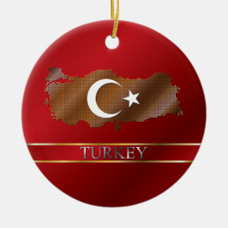 Kaart met het Turkse pixel en de Turkse vlag Keramisch Ornament