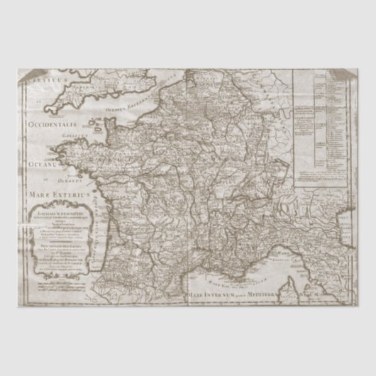 Kaart met het  witboek van de Franse ontkoppeling Tissuepapier (Voorkant)