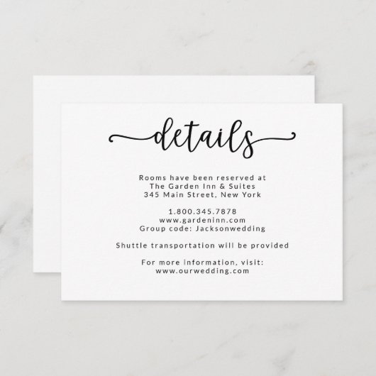 Kaart met kalligrafie details 'We Tied the Knot' (Voorkant / Achterkant)