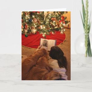 Kaart met kerst uit de Golden Retriever-familie