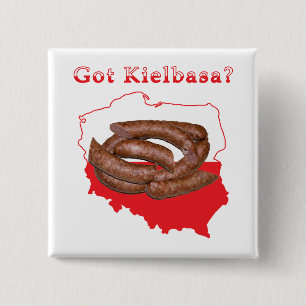 Kaart met Kielbasa Vierkante Button 5,1 Cm